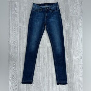 Lucky Brand Brooke Skinny Jeans Size 6 Dark Wash Mid Rise Raw Hem